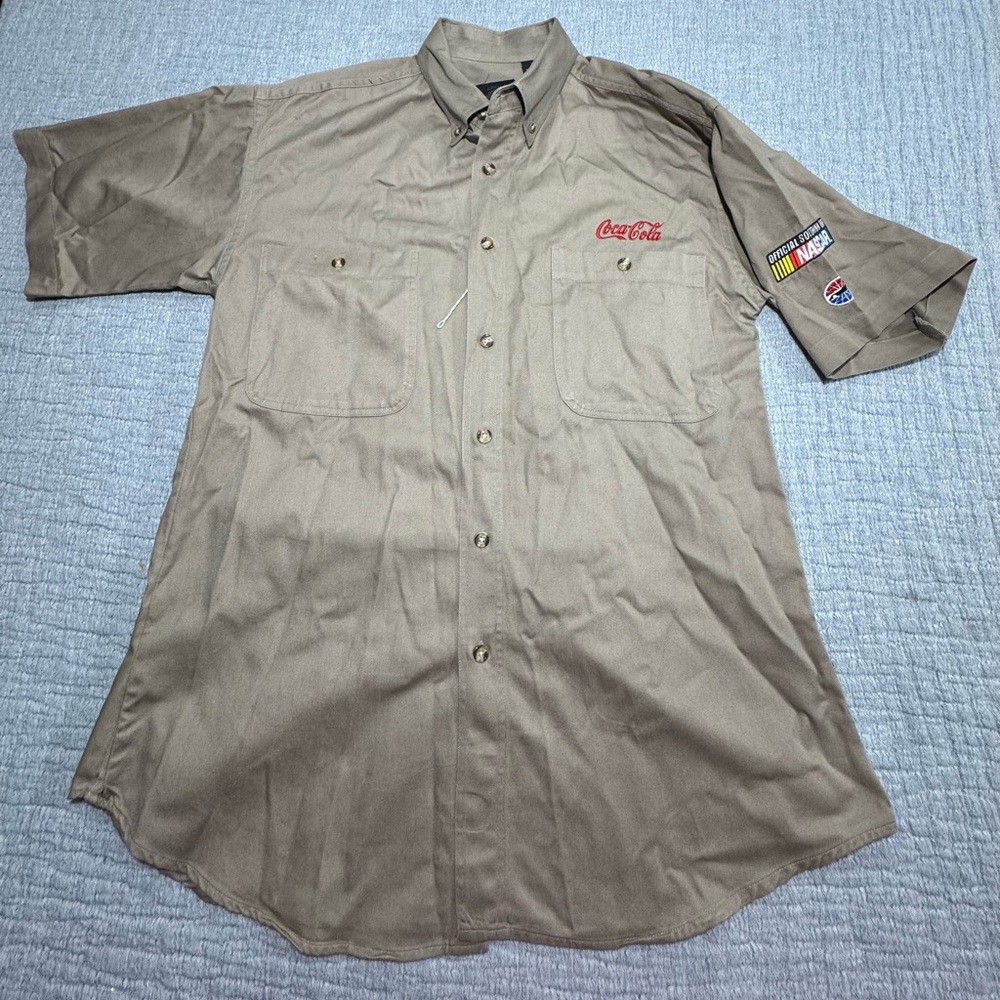 Vintage Coca-Cola NASCAR Button‎ Down M Uniform Shirt Atlanta Motor Speedway